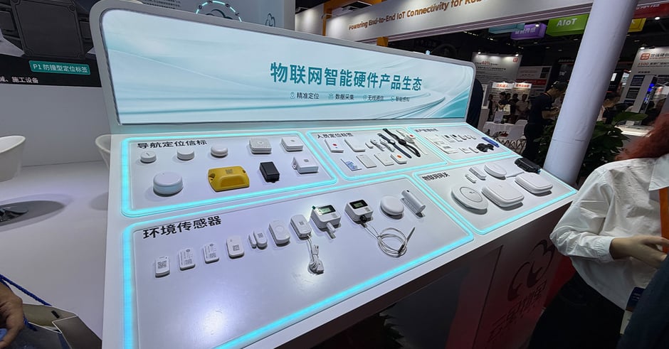 Display of LoRa-enabled positioning beacons, tracking tags and environmental sensors for IoT
