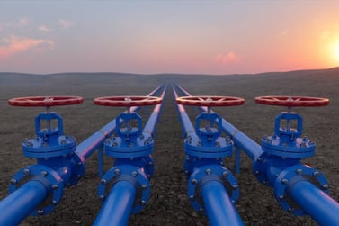 Oil Or Gas Transportation With Blue Gas Or Pipe Line Valves On Soil And Sunrise Background Oil Or Gas Transportation With Blue Gas Or Pipe Line Valves On Soil And Sunrise Background OIL AND GAS stock pictures, royalty-free photos & images